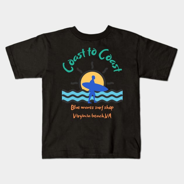 Coast to coast surf shop Kids T-Shirt by Benjamin Customs